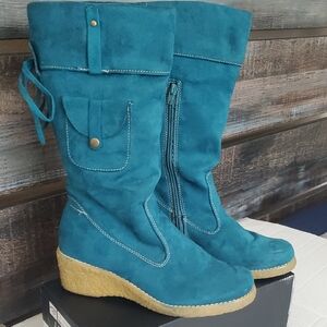 Blue Suede Women's Boots